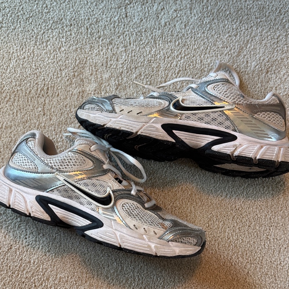 Nike Silver and White Men's Athletic Sneakers